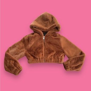 Urban outfitters Cropped fuzzy brown Jacket